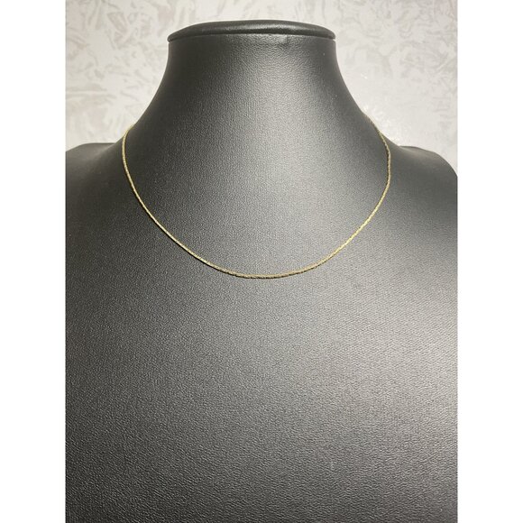 14" Gold Plated Necklace With Spring Ring Clasp - Picture 1 of 4